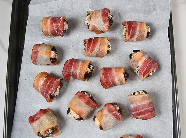 Bacon Wrapped Dates with Cranberry Stilton - Step 4